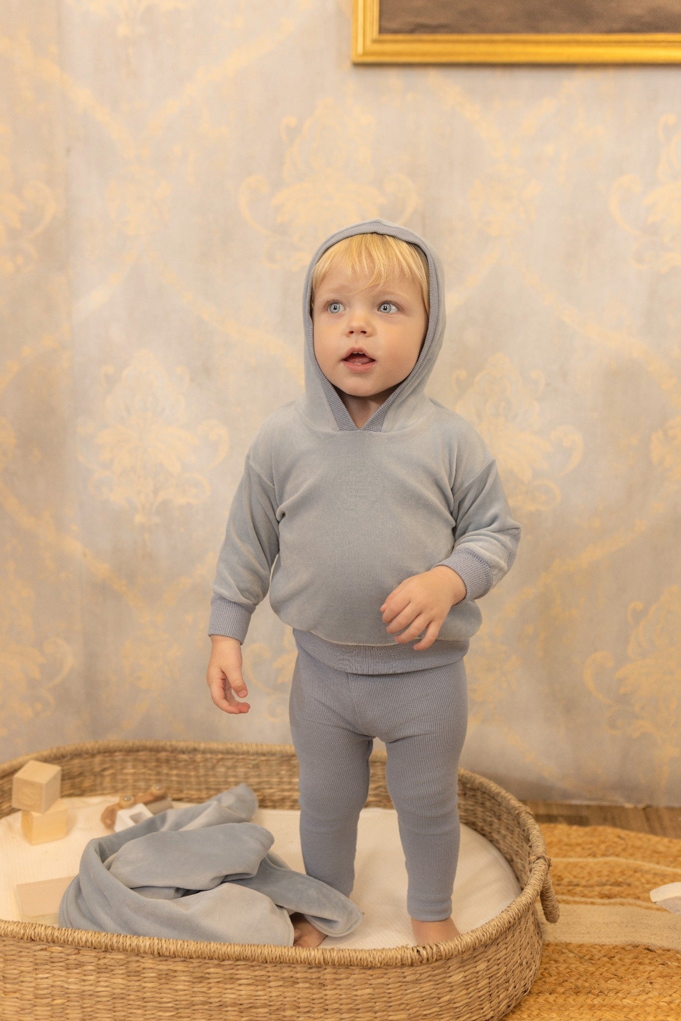 Velour Embossed Set - Baby Blue
