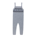 Fair Isle Knit Overalls - Grey Blue