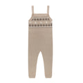 Fair Isle Knit Overalls - Taupe