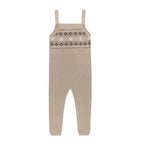 Fair Isle Knit Overalls - Taupe
