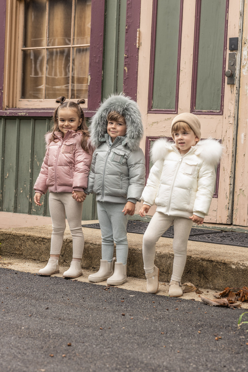 Leather Patch Baby Coat- Mauve Pink