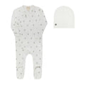 Floral Dot Footie & Beanie - Ivory Boy