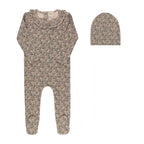 Liberty/Berry Footie & Beanie - Pink Print