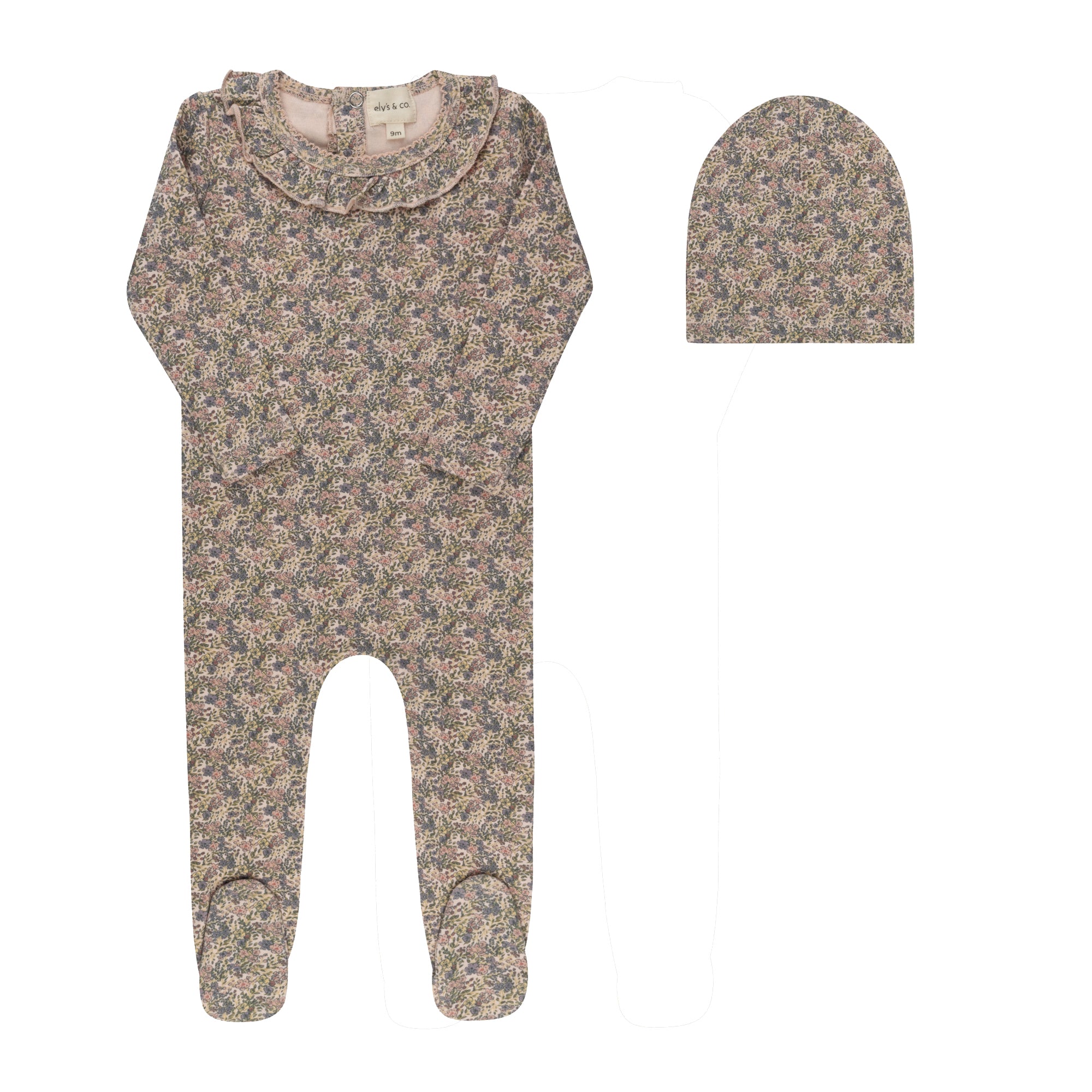 Liberty/Berry Footie & Beanie - Pink Print
