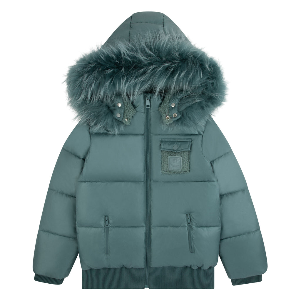 Leather Patch Coat- Green