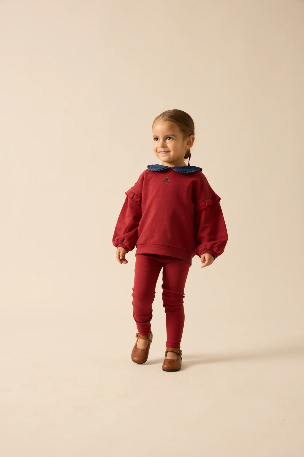 Sweeet Campaign Toddler Ruffle Sweatshirt Set - Vintage Red