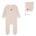 Pre-Order Striped Embroidered Cherry Footie & Bonnet - Lilac