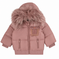 Leather Patch Baby Coat- Mauve Pink