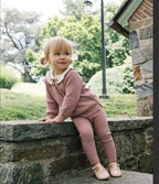 Ruffle Collar Knit Toddler Set - Dried Rose