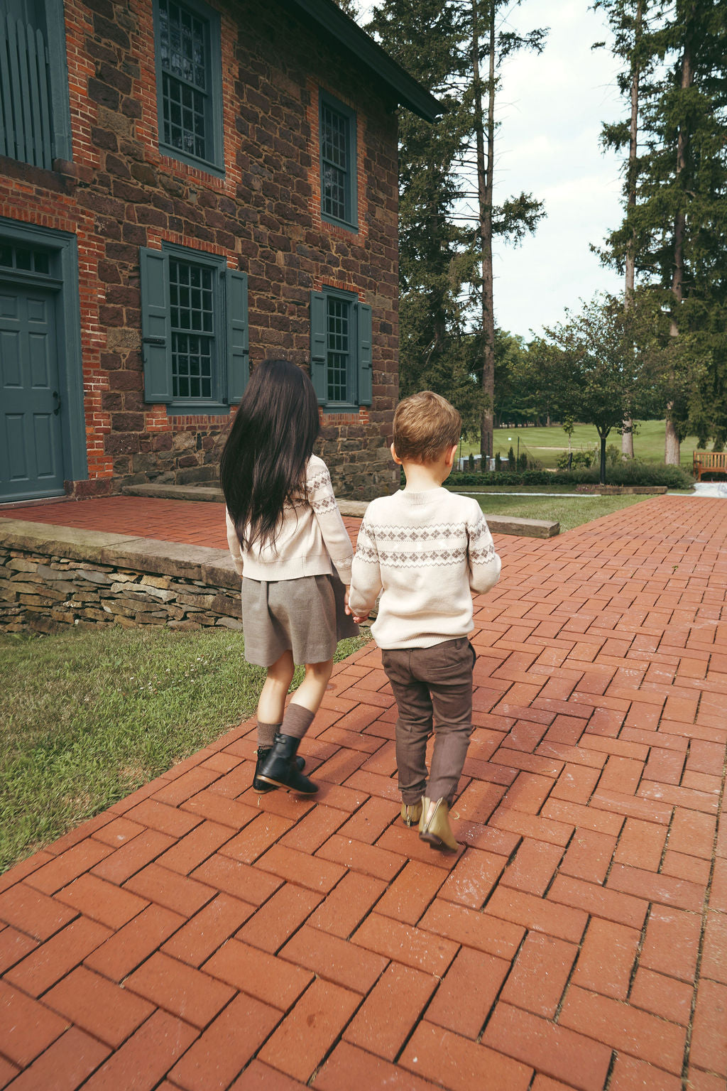 Fair Isle Boys Woven Wool Pants - Taupe