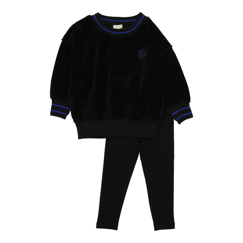 Boys Velour Sweatshirt Set-Black - 2T