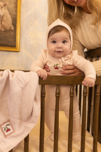 Pre-Order Striped Embroidered Cherry Footie - Lilac