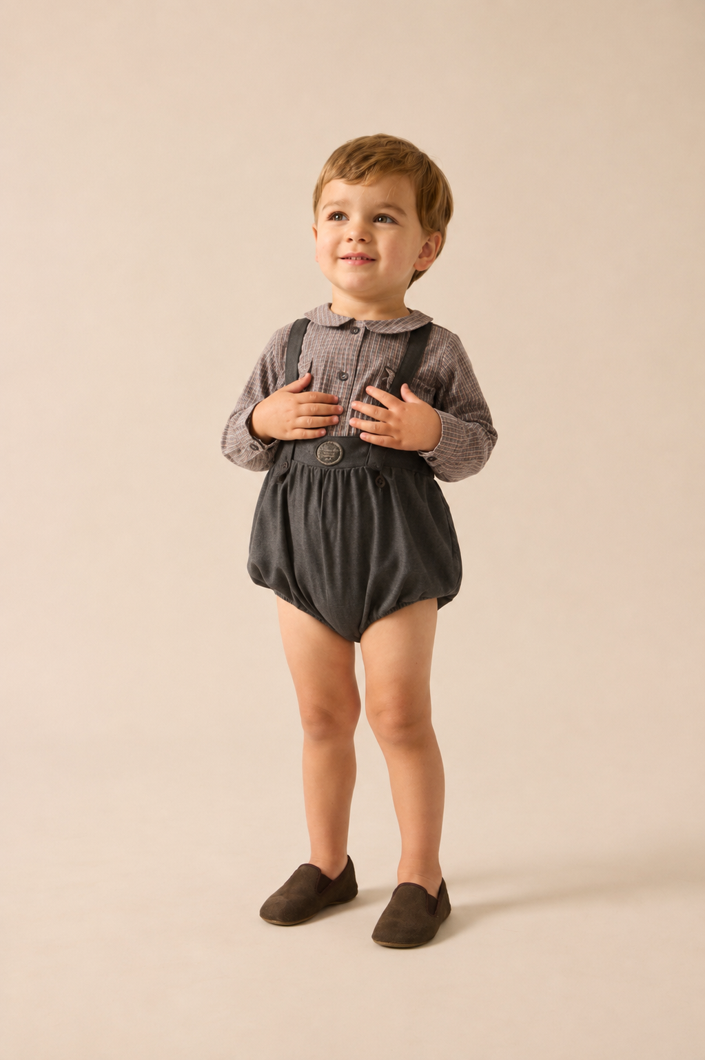 Pre-Order Boys Romper - Mid Grey