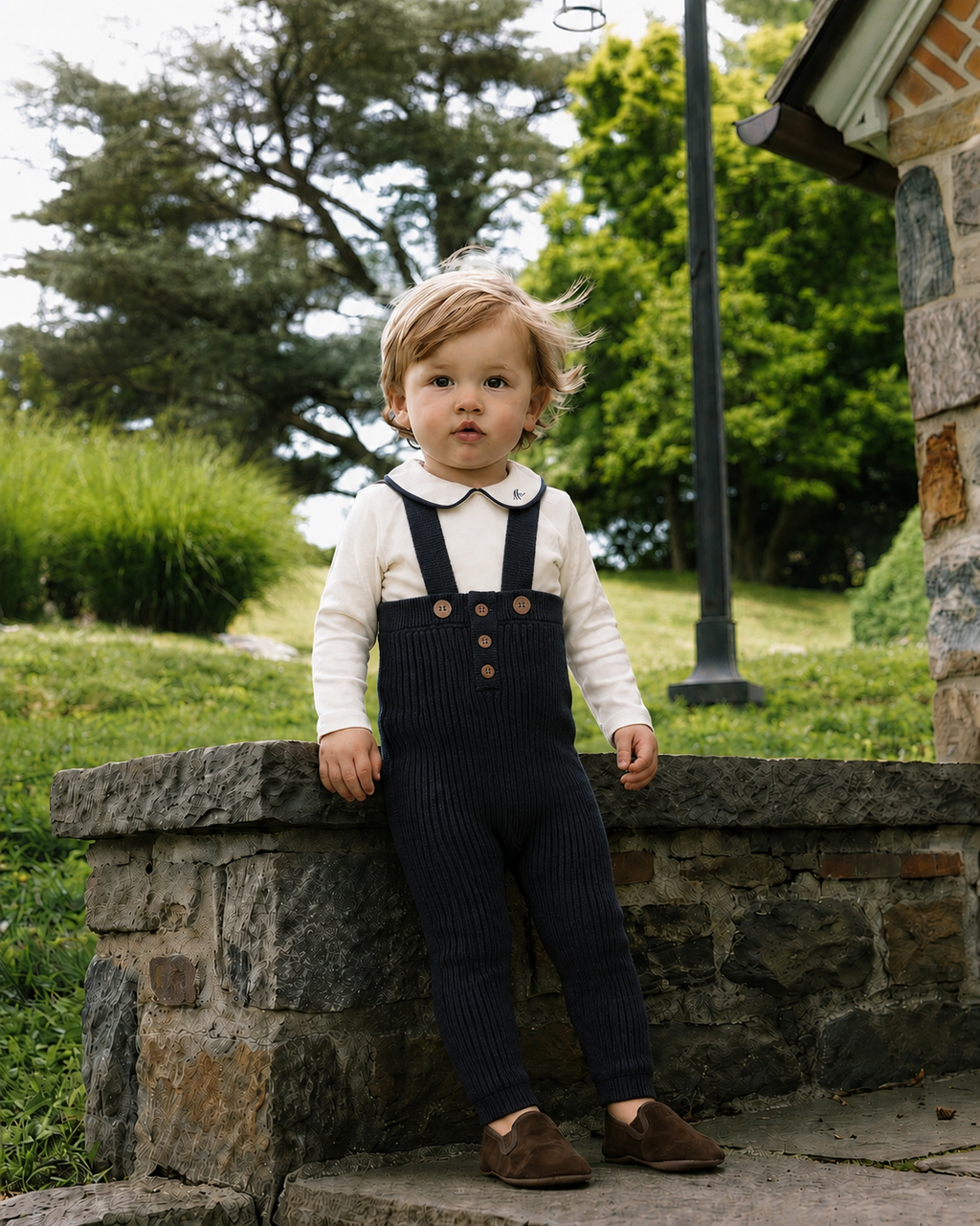 Pre-Order Toddler Rib Knit Overall - Navy