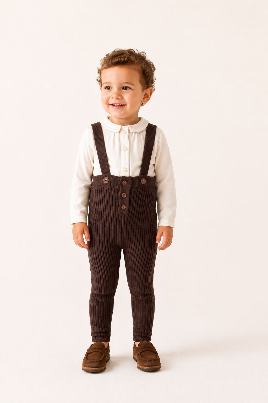 Pre-Order Toddler Rib Knit Overall - Chocolate Brown