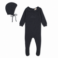 Pre-Order Knit Embroidered Footie Set - Navy
