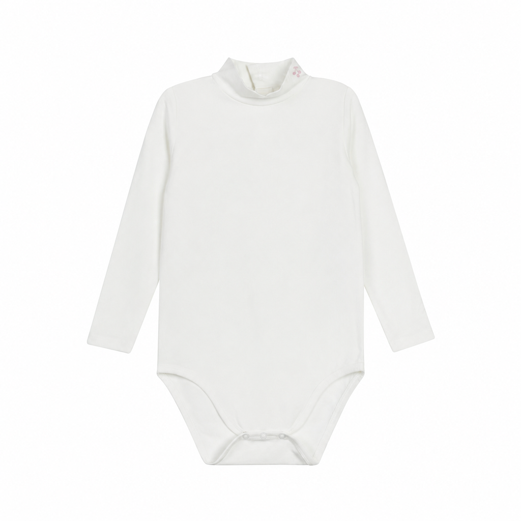 Fair Isle Embroidered Mockneck Bodysuit - Ivory Mauve