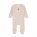 Pre-Order Striped Embroidered Cherry Footie - Lilac