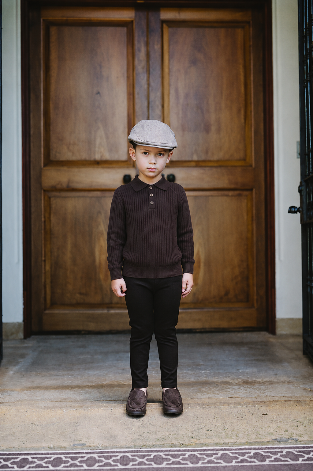 Pre-Order Boys Knit Polo - Chocolate Brown
