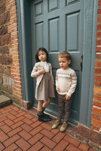Fair Isle Kids Knit Cardigan - Taupe