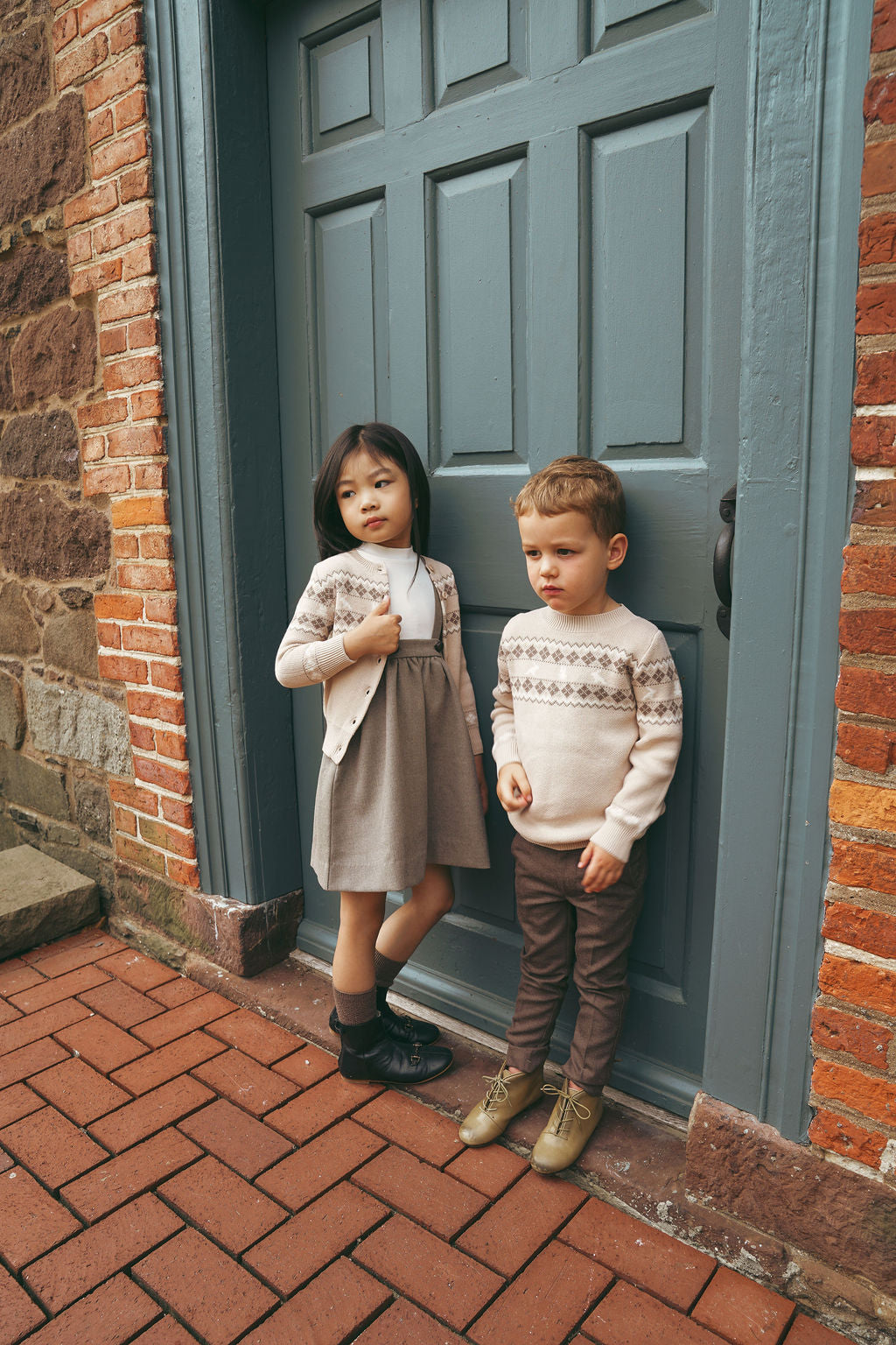 Fair Isle Boys Woven Wool Pants - Taupe