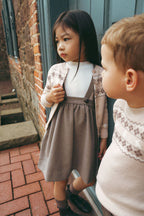 Fair Isle Girls Woven Jumper - Taupe