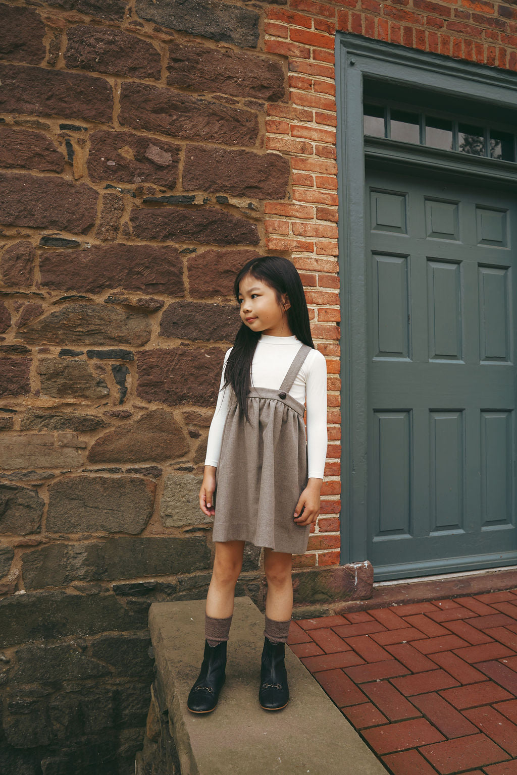 Fair Isle Girls Woven Jumper - Taupe