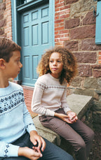 Fair Isle Boys Knit Sweater - Taupe