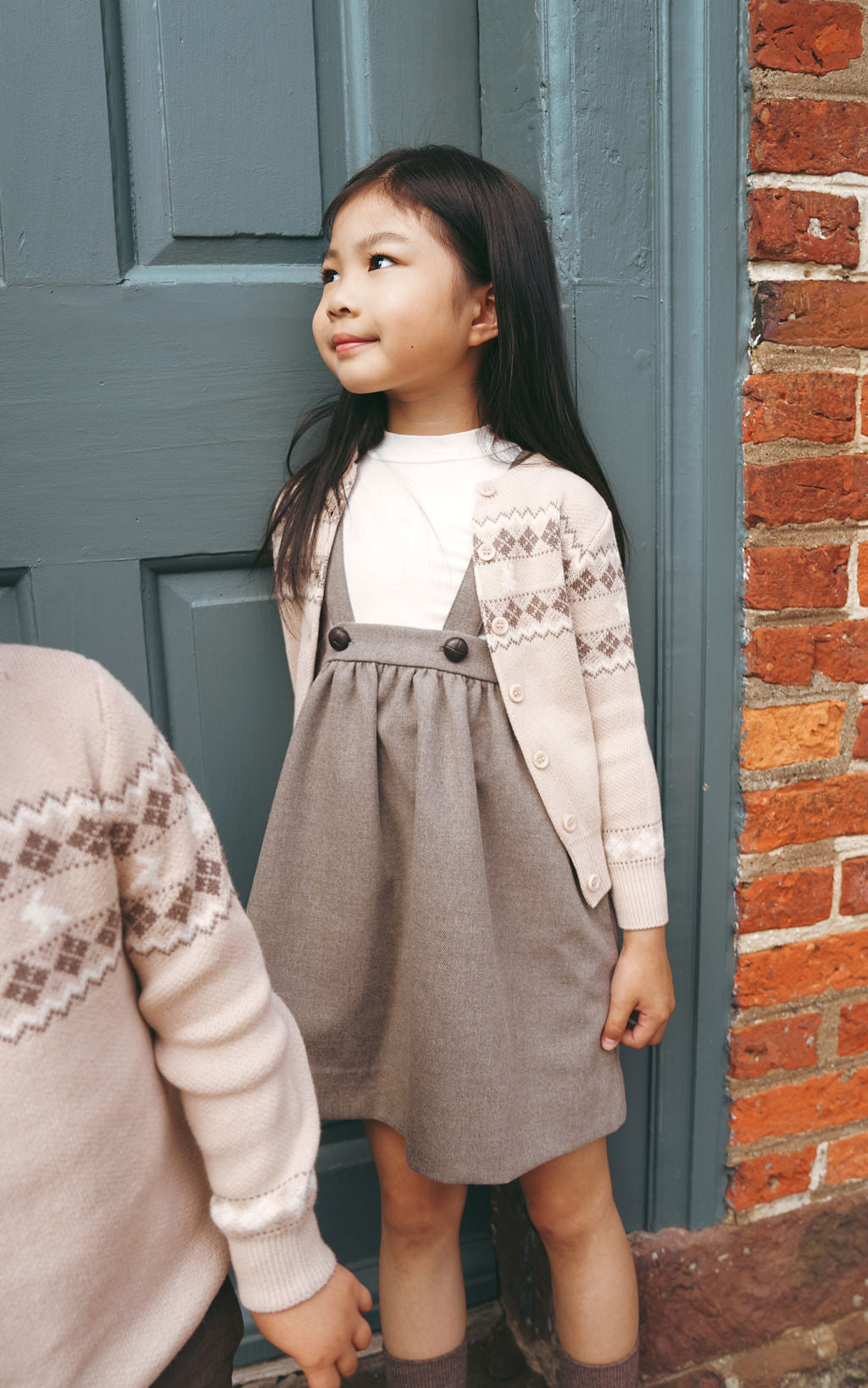 Fair Isle Kids Knit Cardigan - Taupe