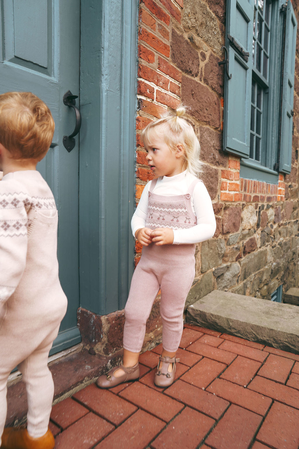 Fair Isle Embroidered Mockneck Bodysuit - Ivory Mauve