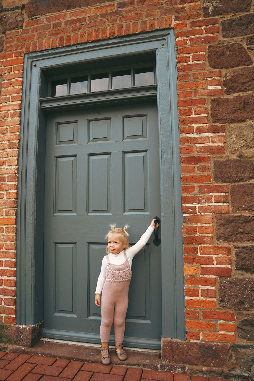Fair Isle Knit Overalls - Mauve