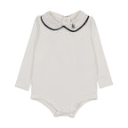 Pre-Order Peter Pan Onesie With Piping - White/Navy