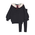 Ruffle Collar Knit Toddler Set Girl - Navy