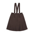 Pre-Order Knife Pleated Suspender Skirt - Chocolate Brown