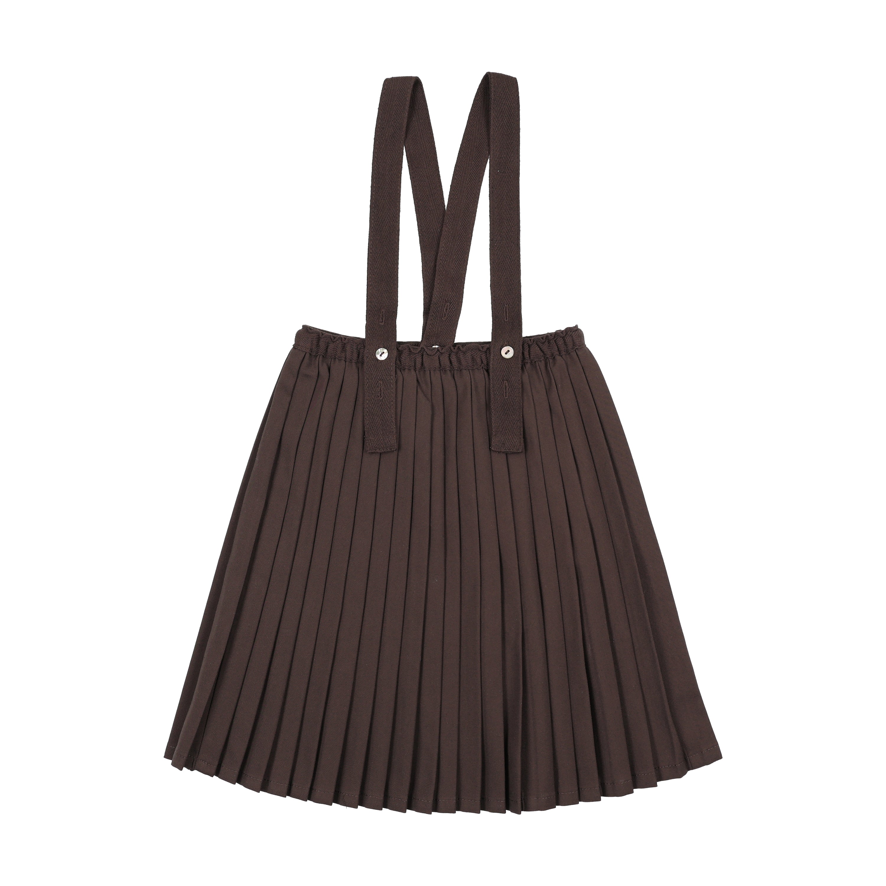 Pre-Order Knife Pleated Suspender Skirt - Chocolate Brown