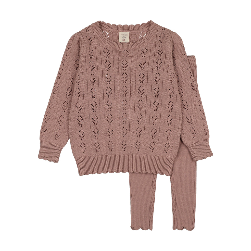 Pre-Order Girls Knit Set - Dried Rose