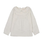 Girls Embroidered Shirt - Cream/Rose