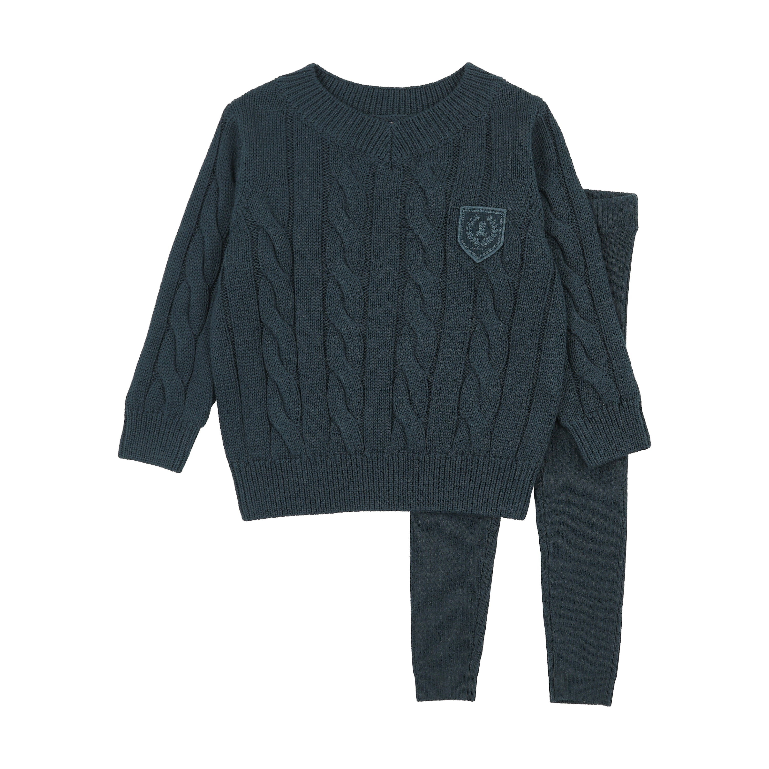 Chunky Cable Knit Toddler Set - Teal
