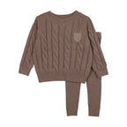 Chunky Cable Knit Toddler Set - Misty Oat