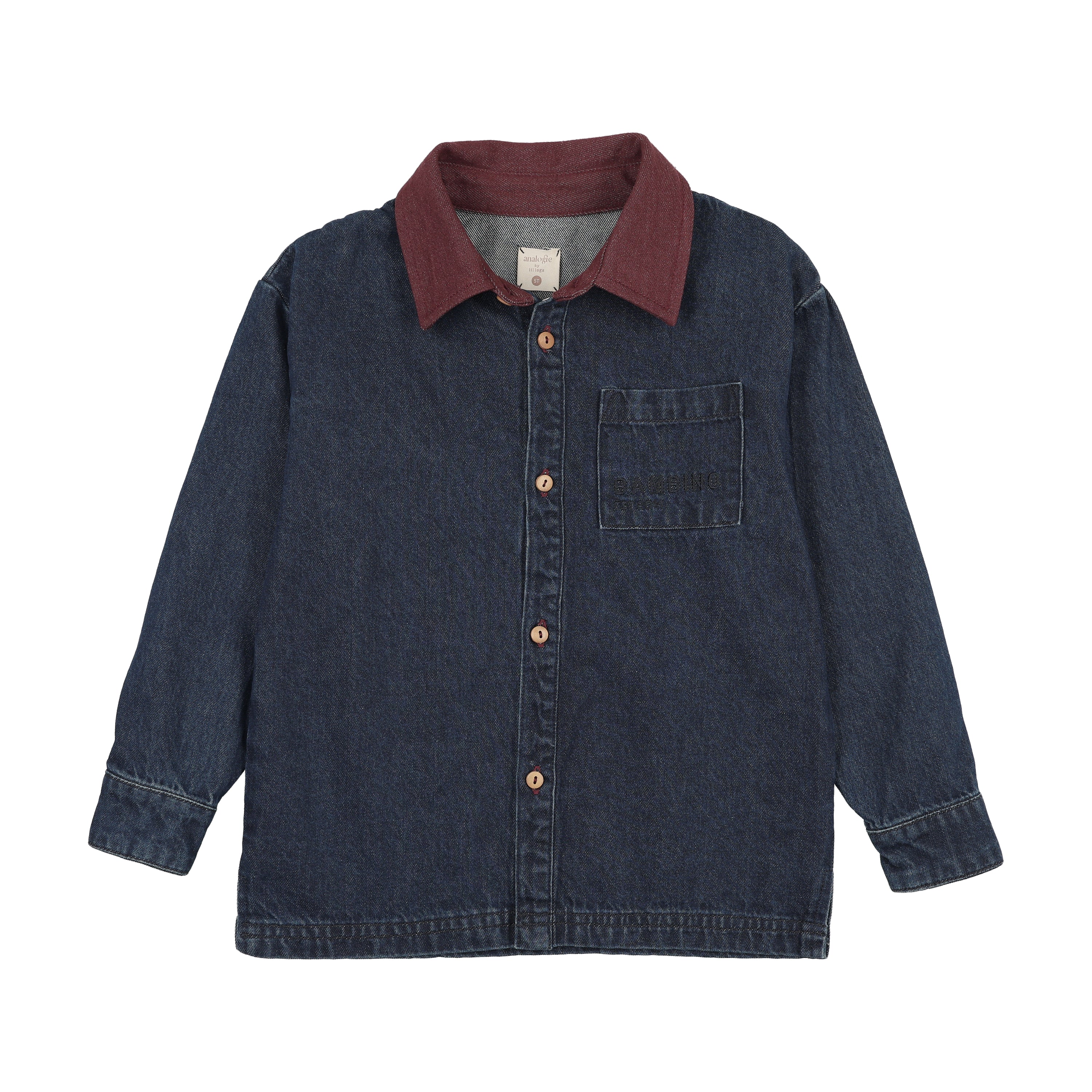 Denim Day Boys Shirt - Denim/Burgundy