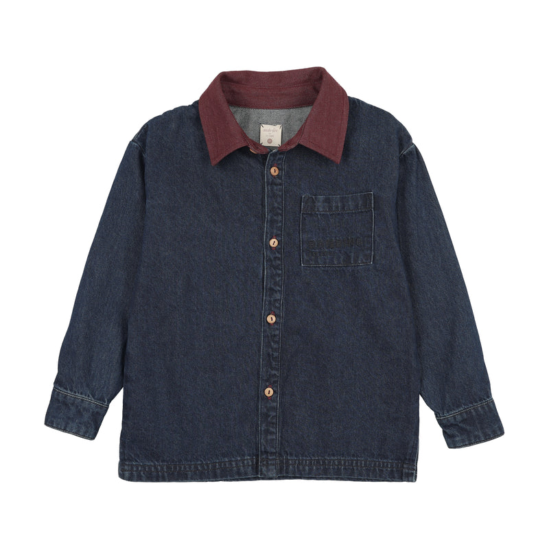 Denim Day Boys Shirt - Denim/Burgundy