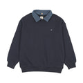 Sweet Campaign Denim Removable Collar Sweatshirt - Navy