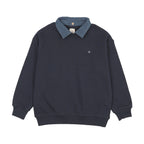 Sweet Campaign Denim Removable Collar Sweatshirt - Navy