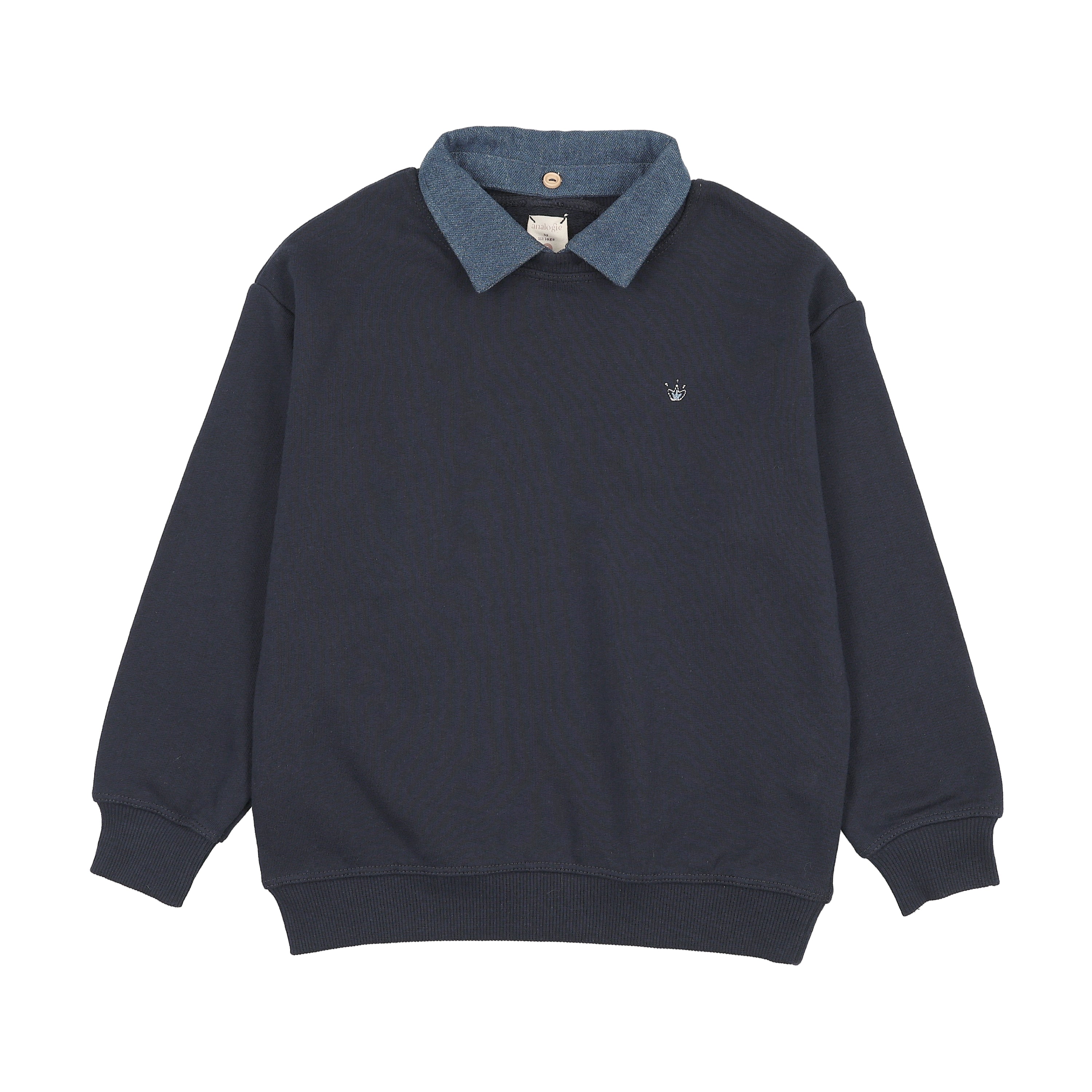Sweet Campaign Denim Removable Collar Sweatshirt - Navy