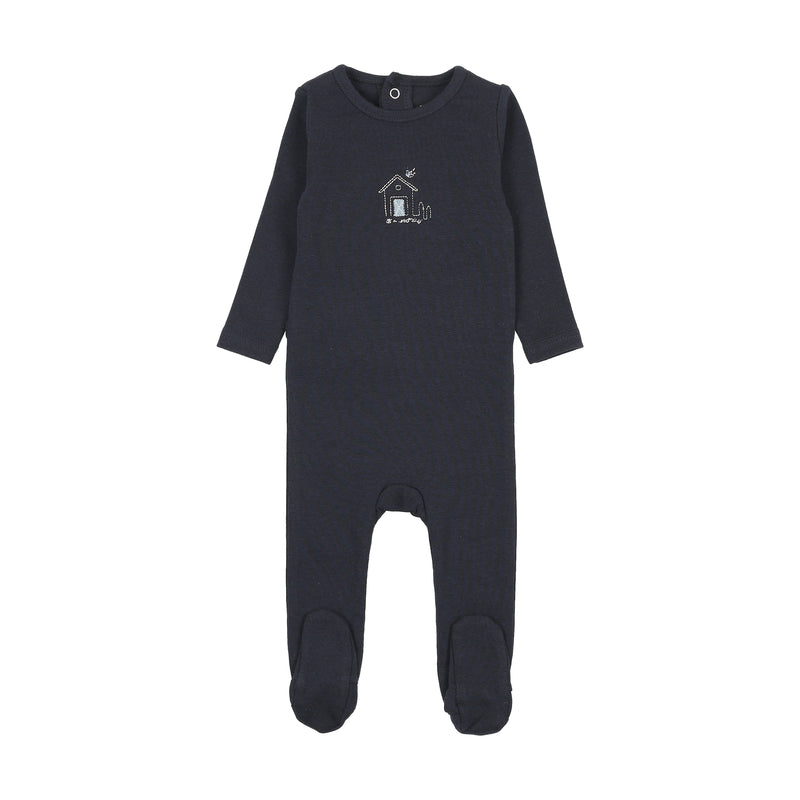 Sweet Campaign Boys Embroidered Footie - Navy
