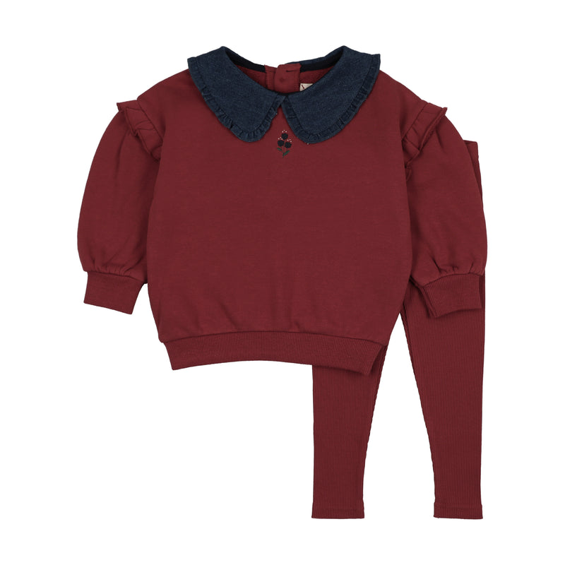 Sweeet Campaign Toddler Ruffle Sweatshirt Set - Vintage Red