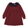 Sweet Campaign Denim Collar Sweatshirt Dress - Vintage Red