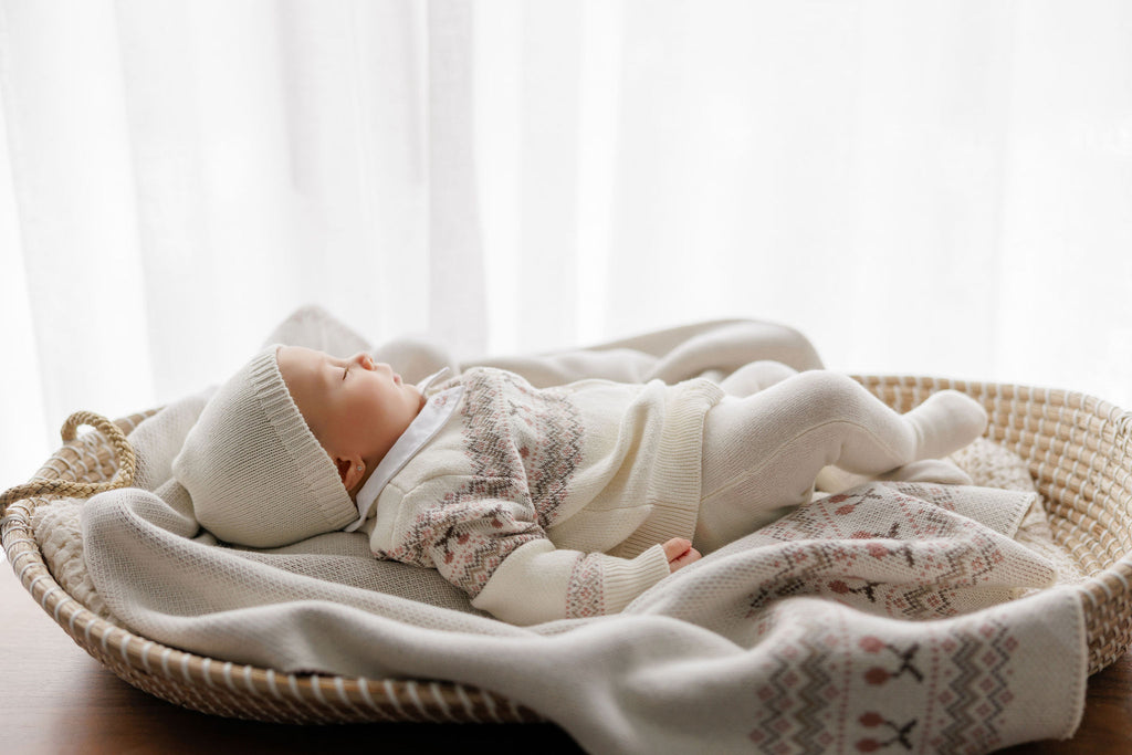Fair Isle Baby Cardigan & Beanie - Ivory