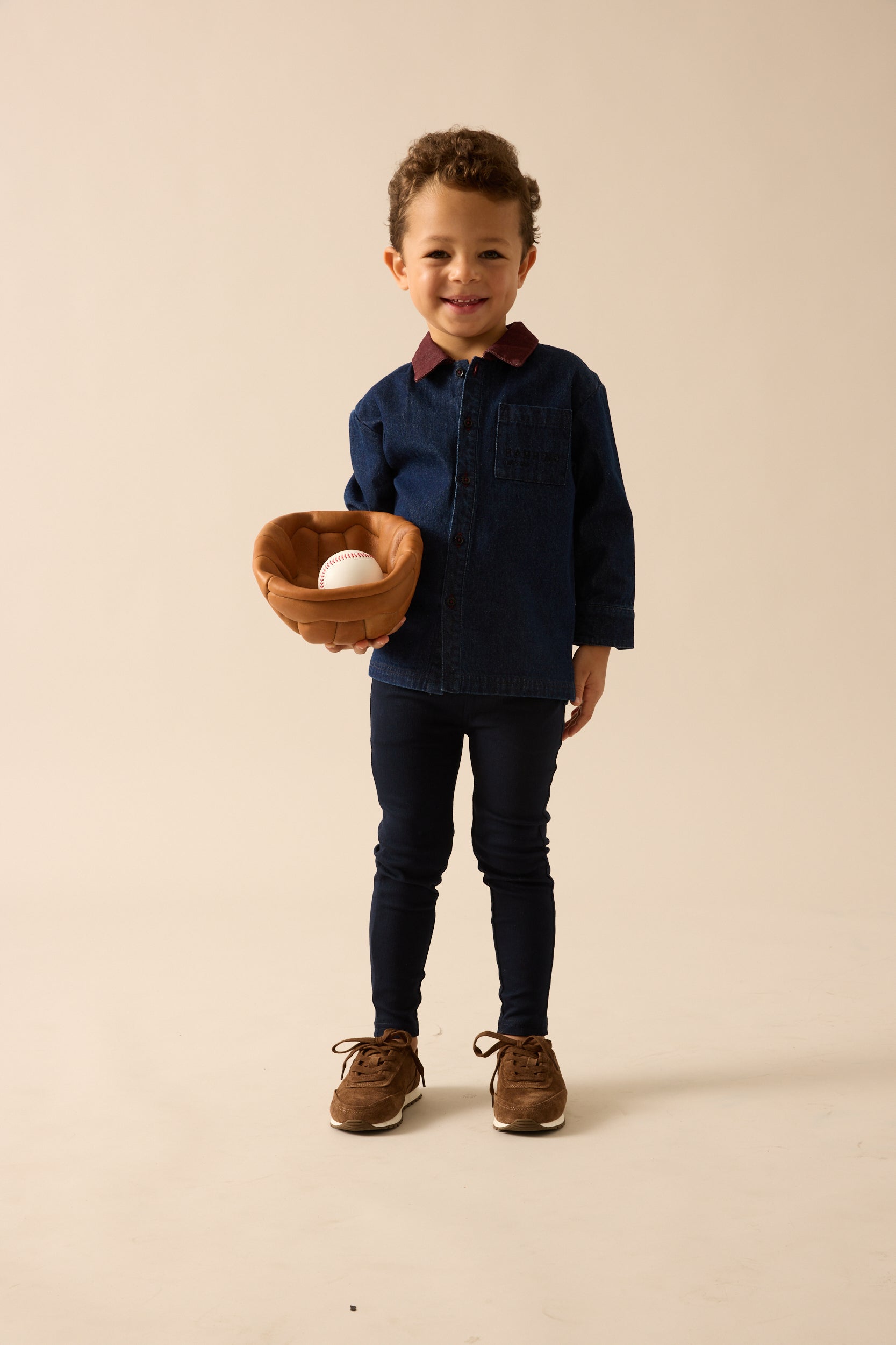Denim Day Boys Shirt - Denim/Burgundy