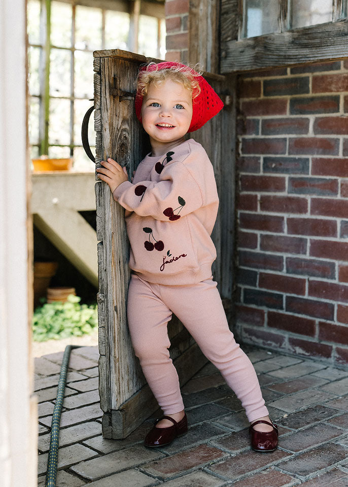 Pre-Order Cherry Patch Sweatshirt Set - Bud Pink